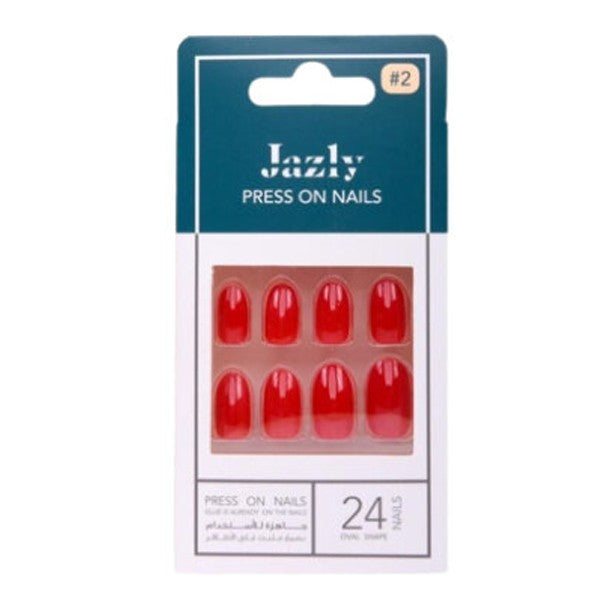 Jazly Artificial Nails 2 Red Oval Shape