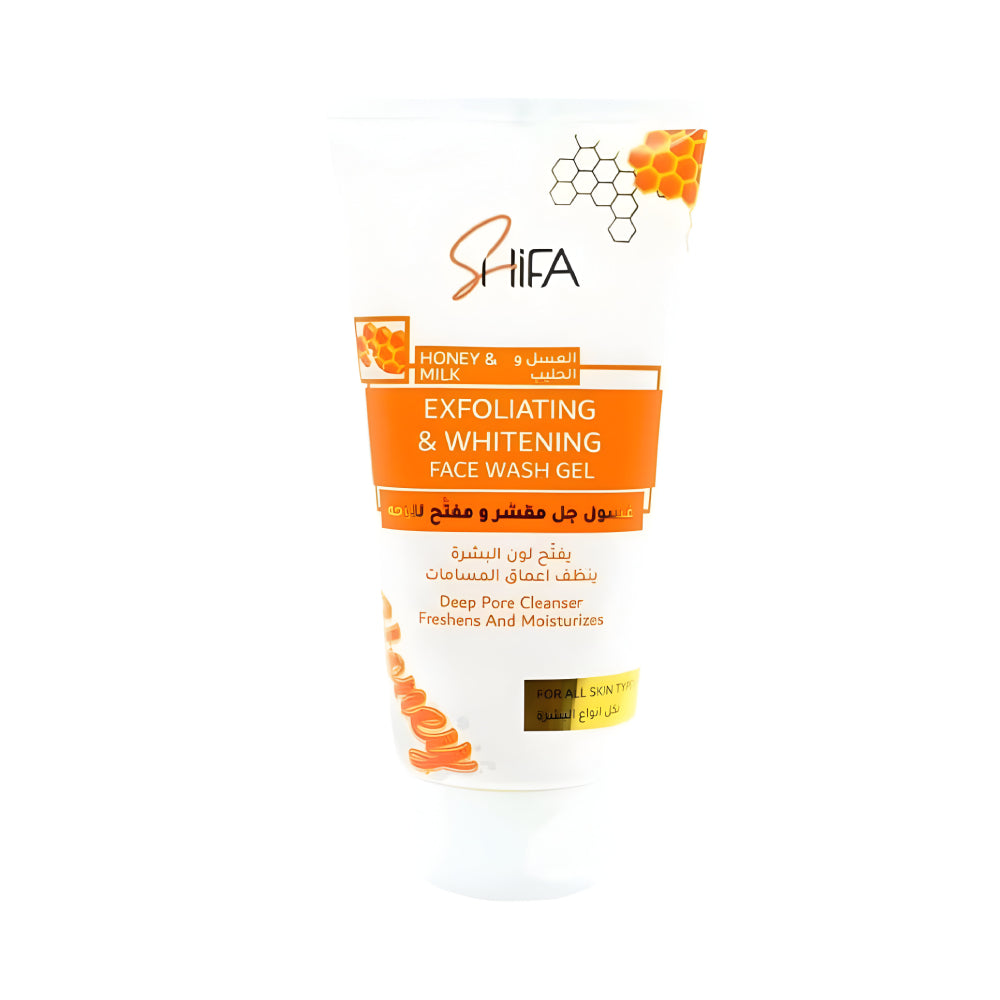 Shifa Exfoliator Gel 150ml Exfoliating & Whitening Face Wash Gel Honey & Milk